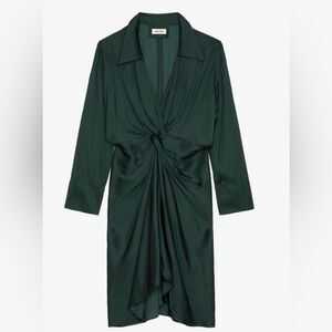 Zadig & Voltaire Rozó Satin Dress in dark green - Large - $478 MSRP